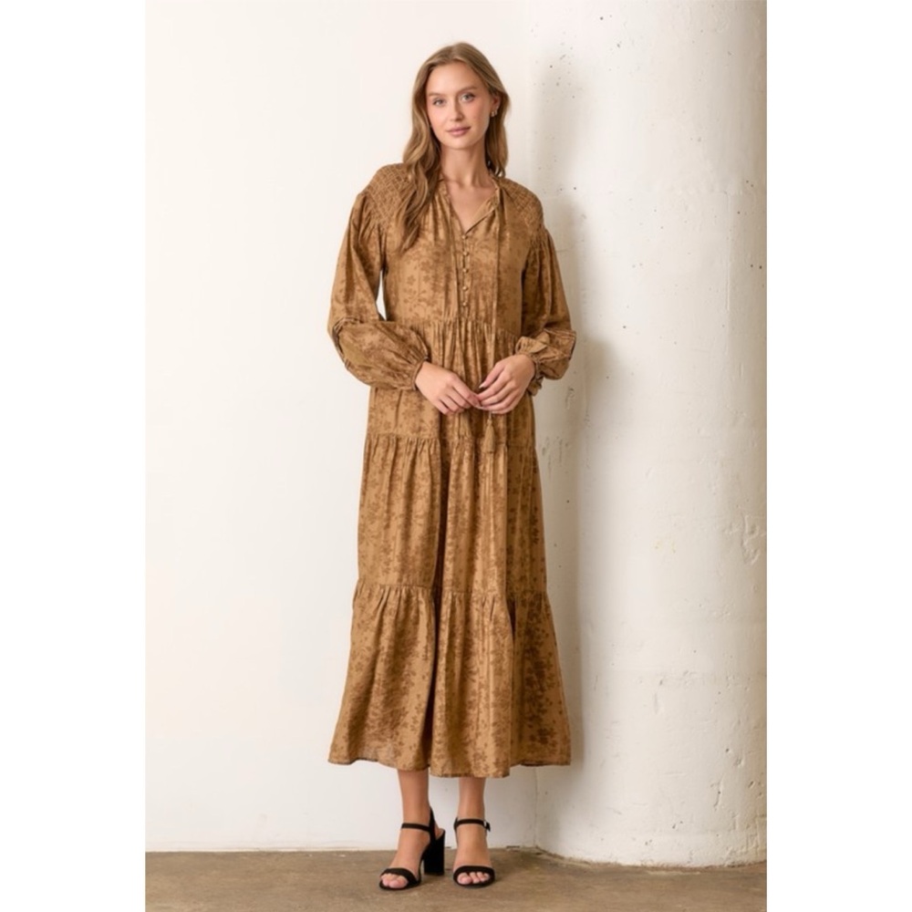 Elegant Brown Long Sleeve Dress